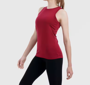 Camiseta sin mangas roja para mujer, con logo personalizado, de algodón liso, corte ajustado, informal, para verano, al por mayor - Product Image 4