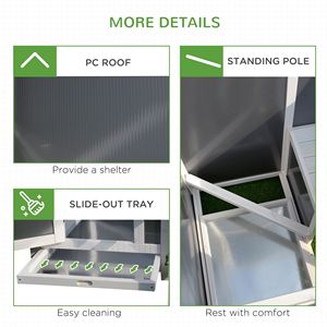 Pollaio in Legno da 63 Pollici con Tetto in Policarbonato, Recinto per Galline da Giardino e Gabbia per Conigli, Recinto per Polli e Conigli - Product Image 6