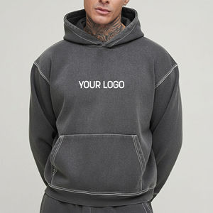Sweat à capuche personnalisé délavé à l'acide, style vintage usé, 100% coton molletonné épais, pour homme, idéal pour l'hiver - Product Image 6