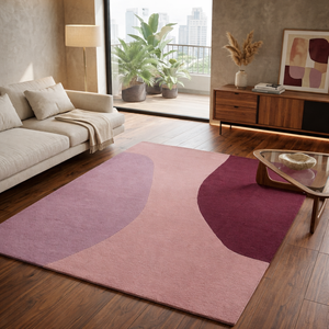 Tapis moderne abstrait en laine/soie tissé à la main de qualité supérieure - Luxe, écologique, adapté aux animaux domestiques, réversible, pour salon, chambre, bureau - Product Image 4