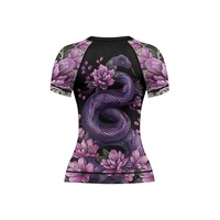 Rashguard à manches courtes pour femmes, très vendu, pour l'entraînement au BJJ, Jiu Jitsu, MMA, compression, sublimé