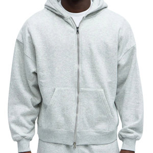 Sweat-shirt à capuche zippé pour homme, couleur unie, coupe classique, décontracté, en molleton 100% coton, vêtement d'hiver, broderie numérique - Product Image 3