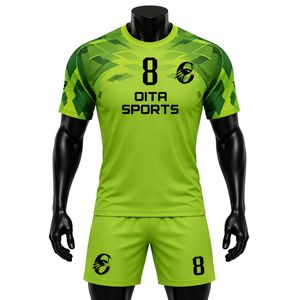 ชุดแฮนด์บอลสีเขียวมะนาวสำหรับผู้ชาย เสื้อเจอร์ซีย์และกางเกงขาสั้น ชุดทีมกีฬามืออาชีพ น้ำหนักเบา ระบายอากาศได้ดี ชุดกีฬาสำหรับการแข่งขัน - Product Image 1