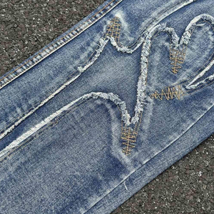 Pantalones de mezclilla casuales de cintura alta para hombre, talla grande, desgastados, rasgados, de punto, impermeables, de algodón, de corte regular, con diseño de agujeros - Product Image 6