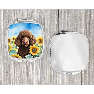 Chocolat Caniche Tournesols Compact Pliant Miroir De Maquillage De Voyage Cadeau pour Femmes et Filles - Product Image 4