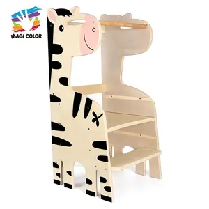 New Style Cartoon Zebra Height Adjustable Wooden Step Stool For Kids W08G403