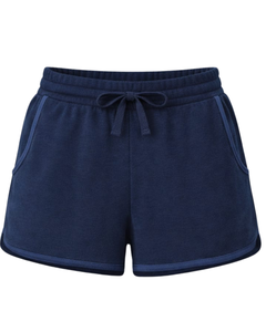 Custom Navy Blue <b>Women</b> Sweat <b>Shorts</b> Cotton Fleece <b>Elastic</b> <b>Waist</b> Drawstring Gym Casual Summer <b>Shorts</b> OEM Manufacturer Supplier - Product Image 1
