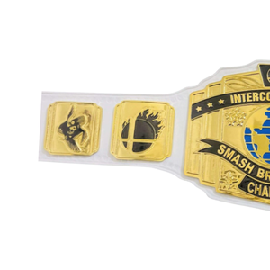 Cinturón de Campeonato Intercontinental de Smash Bros Ultimate, Diseño Dorado y Azul, Correa Blanca Premium - Product Image 4