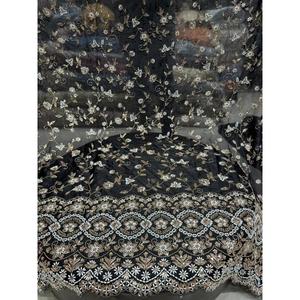 Hand Made Embroidered Floral Silk Fabric Luxury Beaded <b>Sequin</b> Indian Fabric Use for Bridal Lehenga Saree and Dress <b>Material</b> - Product Image 1