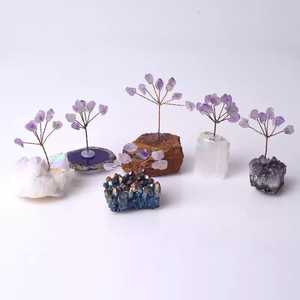 Gemstone wire tree Natural Crystal Tree Decor Purple Healing <b>Stone</b> Flower <b>Ornament</b> Handcrafted Feng Shui Decoration for Home - Product Image 4