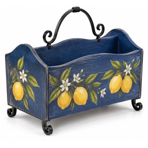 Porte-revues rectangulaire artisanal en bois de manguier, style moderne du milieu du siècle, avec poignée en fer |   Décoration d'extérieur durable et écologique pour la maison - Product Image 1