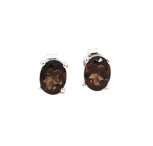 Joyería de Piedras Preciosas Naturales Románticas al por Mayor, Plata de Ley Chapada en Rodio, Cuarzo Ahumado con Corte Ovalado, para Niños, Bodas y Aniversarios - Product Image 2