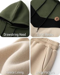 Conjunto deportivo de 2 piezas para hombre, sudadera con capucha de felpa, conjunto informal de sudadera y pantalones deportivos - Product Image 4