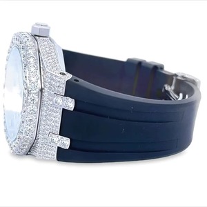 Montre de luxe unisexe en acier inoxydable avec boîtier ovale de 44 mm, mouvement à quartz analogique, bracelet en caoutchouc, verre saphir - Product Image 2