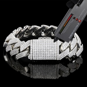 <b>Mens</b> Moissanite Cuban Link Bracelet 925 <b>Silver</b> 18mm Iced Out Gold Tone Hip Hop Chain Luxury Statement Bracelet Premium Fine Wear - Product Image 1