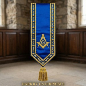 Bullion Wire Embroidery Masonic Regalia Sash Custom Sash Masonic Lodge Sash Freemason Handmade Sash Regalia Blue Sash Tassel - Product Image 1