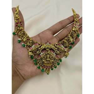 Indian Ethnic Gold Plated <b>Bridal</b> <b>Necklace</b> & <b>Earring</b> <b>Set</b>-Seema South Indian Jewelry - Product Image 3