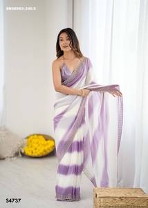 Magnifique collection de sarees et chemisiers en satin de qualité supérieure avec des travaux de diamants Zarkan, vêtements ethniques pour femmes - Product Image 2