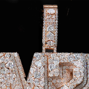 925 Sterling <b>Silver</b> Rose Gold Plated VVS Moissanite Letter Pendant Diamond Hip Hop Style Iced Pendants & <b>Charms</b> Custom Jewelry - Product Image 2