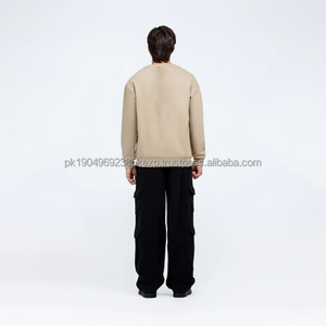 350gsm hommes coton col rond sweats à capuche coupe régulière pulls décontractés automne pull haut hiver polaire doublé pull sweat - Product Image 3