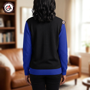 เสื้อคาร์ดิแกนไหมพรมอะคริลิกปักลายสำหรับสุภาพสตรี แบรนด์ Zeta Phi Beta Sorority คอวี แขนยาว ปิดกระดุม ป้องกันการยับ |   ฤดูหนาว - Product Image 2