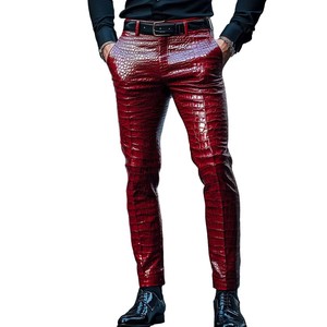 Men Royal Color Cowhide Leather Pant Unisex Mens Plus Sizes With Panel <b>Work</b> Fashionable Leather <b>Jeans</b> Pant - Product Image 6