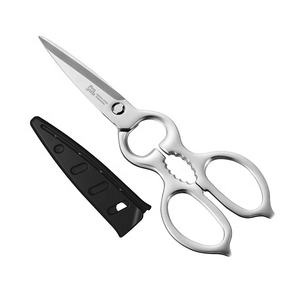 Ciseaux professionnels PG-413 entièrement en acier inoxydable avec étui, lame dentelée, pour couper les légumes et la viande - Product Image 1