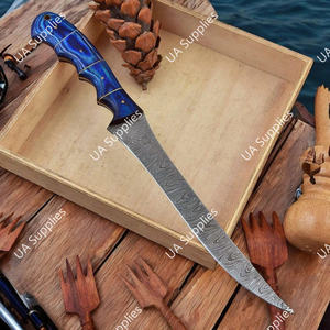 Cuchillo de filetear profesional hecho a mano de acero de Damasco con mango de madera Pakka de 7 pulgadas, ajustable para ambidiestros, afilado como una navaja, OEM - Product Image 3