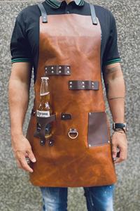 Tablier en cuir véritable tanné écologiquement, vêtements de travail professionnels durables, vente en gros pour les marques d'entreprises écologiques LPN-0288 - Product Image 3