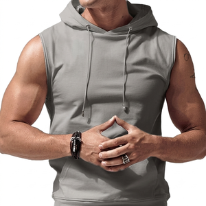 Sudadera sin mangas con capucha para hombre, ropa deportiva personalizada de algodón, sudadera con capucha atlética para gimnasio, venta al por mayor de fábrica - Product Image 2