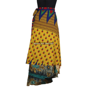 Falda cruzada sexy de última moda para mujer 2026 / Falda larga cruzada de seda. Mayorista de faldas cruzadas tipo sari vintage únicas. - Product Image 2