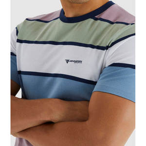 Camisetas de Verano para Hombre a Rayas de Algodón 100% de Alta Calidad, Transpirables, Ligeras, de Secado Rápido, Estilo Casual con Logotipo Personalizado - Product Image 3
