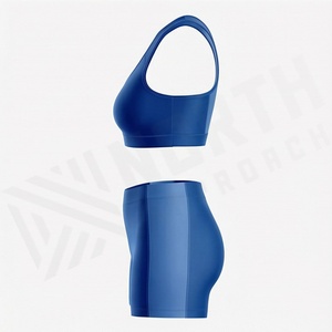Wholesale <b>Women</b> Custom Logo Yoga Set Simple <b>Back</b> Sports Bra Scrunch Butt Workout Shorts Gym Fitness Wear Outfit Fit - Product Image 3