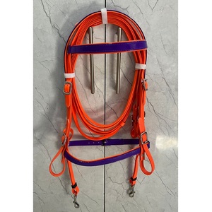 Juego de Brida para Caballo de PVC Naranja con Riendas a Juego, Duradero, Impermeable, Ajustable, con Herrajes de Acero Inoxidable, Marca LLT, 4 Tamaños - Product Image 1