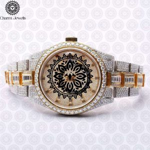 Charm_Jewells Montre de luxe pour femme en acier inoxydable, boîtier rond de 38 mm, quartz analogique, cristal saphir, lumineuse, tendance - Product Image 1