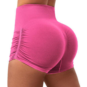 Shorts de sport taille haute pour femme, effet push-up, sans coutures, à compression, taille élastique, couleur unie, directement de l'usine - Product Image 5