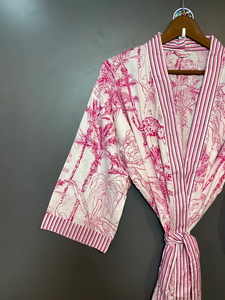 Bata Kimono de Algodón Suave y Transpirable con Estampado de Dibujos Animados Naaz Textile para Mujer, Camisón de Verano Hecho a Mano ODM con Cuello en V y Cintura Elástica - Product Image 3