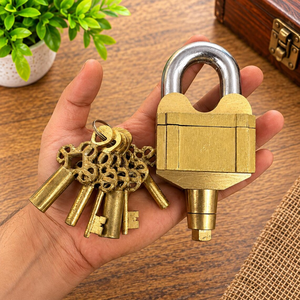 Cadenas en métal vintage avec clés décoratives, style antique, serrure robuste pour porte, portail, coffre, armoire, décoration rustique pour la maison, vente en gros - Product Image 5