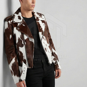 <b>Top</b> Grade Winter Men's Hair on <b>Leather</b> Jacket Stylish Look Outdoor Use Front Logo Breathable - Product Image 2