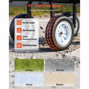 Carrello da Giardino Robusto con Sedile, Capacità 227 kg, Sgabello in Acciaio e Vassoio Porta Attrezzi, Carrello da Lavoro con Ruote - Product Image 4