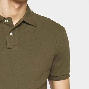 Polo para Hombre, Color Verde Oliva, Manga Corta, Algodón Piqué, Color Sólido, Casual, con Botones, Corte Regular, Tejido de Punto - Product Image 3