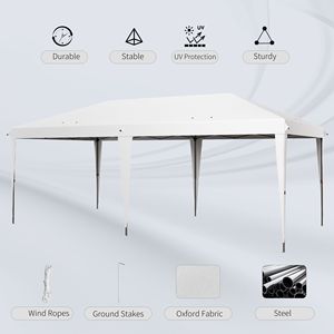 10x20 White Outdoor Gazebo Pop-Up <b>Canopy</b> Portable Party <b>Tent</b> with Carry Bag for Weddings & Parties - Product Image 6