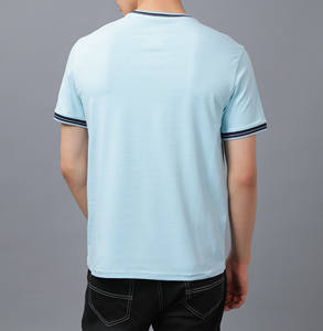 T-shirt Homme Ample Personnalisé à Manches Courtes en Coton Doux Col Rond Streetwear Col Côtelé Contrastant Fournisseur OEM ODM Marque Privée - Product Image 4