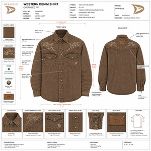 Camisa Vaquera Azul Lavado Estilo Vaquero Occidental con Bordado Personalizado, Corte Holgado, Chaqueta Retro de los 90 con Broches de Perla - Product Image 6
