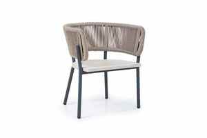 Chaise de jardin contemporaine en corde avec structure en acier et coussin en mousse, pour usage extérieur, pieds coniques - Product Image 2