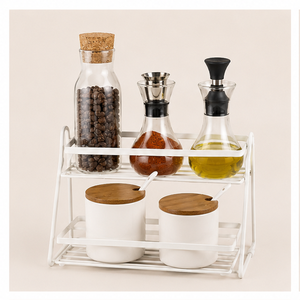 Wholesale 2 Tier White Metal Spice <b>Rack</b> Organizer for <b>Kitchen</b> Countertop Space-Saving Multipurpose <b>Storage</b> Shelf Stand - Product Image 4