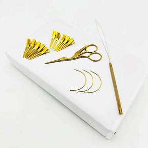 Kit d'outils professionnels en acier inoxydable pour extensions de cheveux en caoutchouc, comprenant des pinces à micro-anneaux, des ciseaux à effiler et une aiguille à boucle - Product Image 5