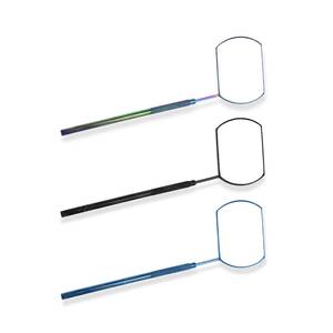 <b>Metal</b> Makeup Brush Cleaner Tool with Oval <b>Frame</b> and Textured Handle in Rainbow <b>Black</b> and Blue Colors - Product Image 4