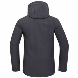 Veste softshell homme de haute qualité, personnalisable, manches longues, col à capuche, fermeture éclair, coupe-vent, imperméable - Product Image 2