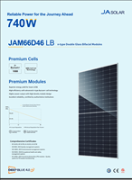 Panneau solaire bifacial JA Solar JAM66D46-715/LB 715W de type N à double vitrage, module photovoltaïque fiable à haut rendement pour projets commerciaux
